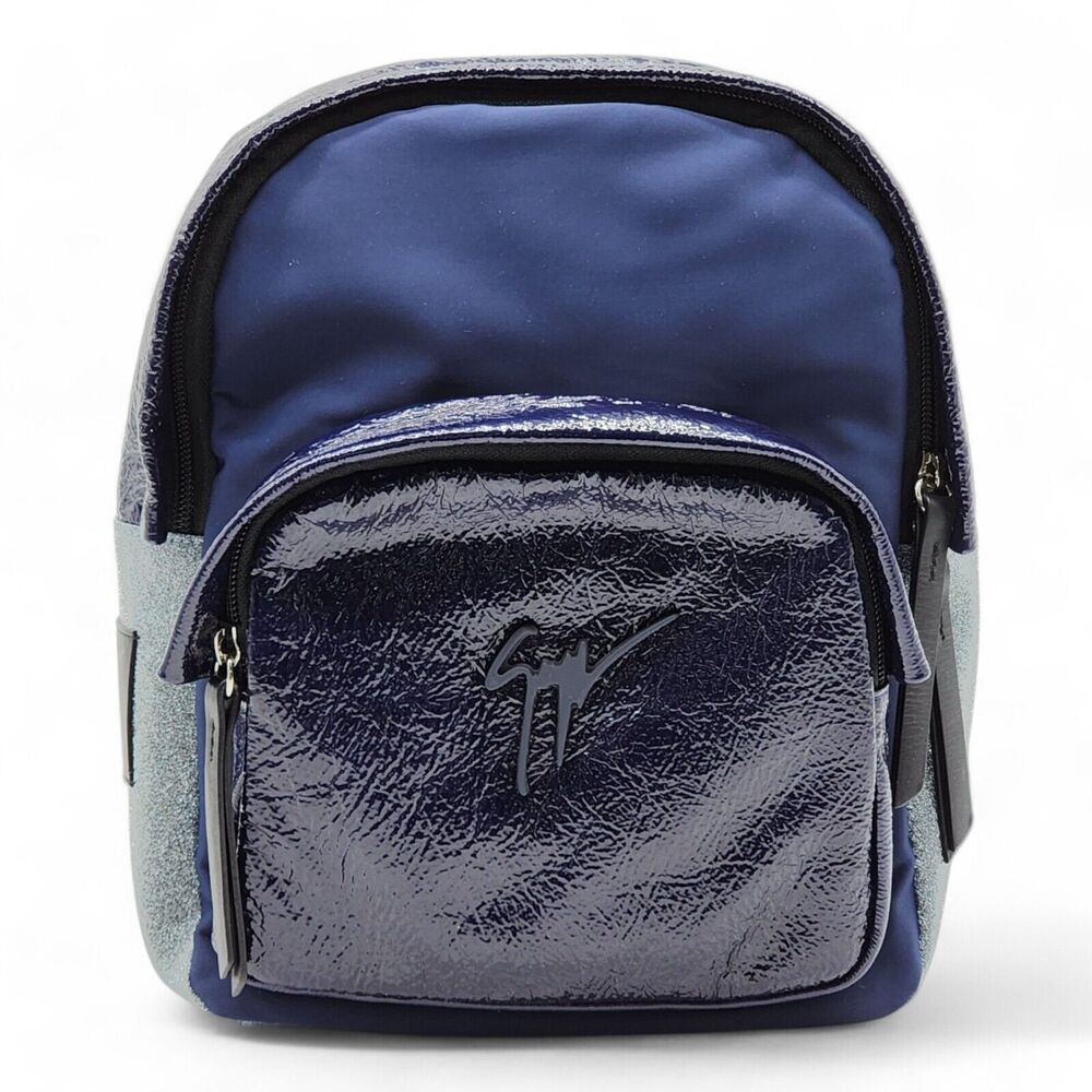 Giuseppe Zanotti Logo Backpack - Nylon, Leather, Suede - Blue Black Gray - $950